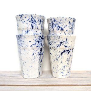 Latte klassiek - setje van 4 - wit blauw spetter